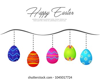 Easter sale banner background template with beautiful colorful spring flowers and eggs. Vector illustration.