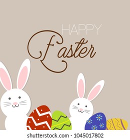 Easter sale banner background template with beautiful colorful spring flowers and eggs. Vector illustration.