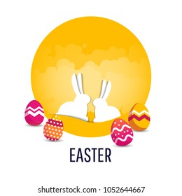 Easter sale banner background template with modern colorful eggs.