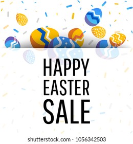 Easter sale banner background template with modern colorful eggs