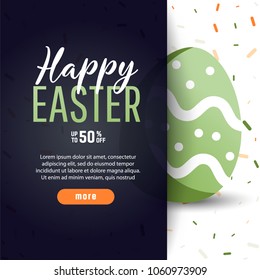 Easter sale banner background template with modern colorful  eggs.