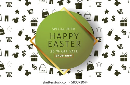 Easter sale banner background template. Vector illustration.