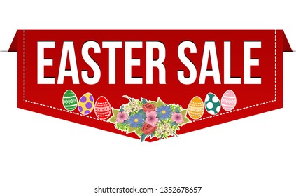 Easter sale banner design on white background, vector illustration