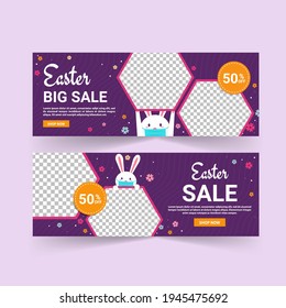 Easter sale banner. Happy easter. Quarantine at home. Banners vector for social media ads, web ads, business messages, discount flyers and big sale banner.