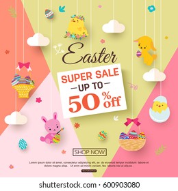 Easter Sale Banner For Kids Online Shopping.