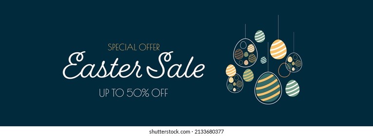 Easter Sale Banner. Modern Minimal Design For Sales. Flat Vector Illustration.