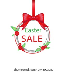 Easter sale banner on white background, vector illustration.