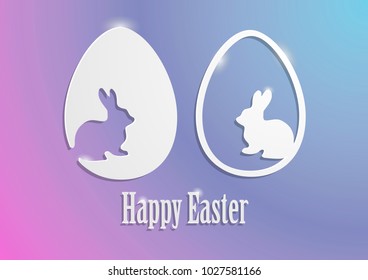 Easter Sale Banner Template Background with Beautiful Calligraphy. Paper Cut Egg, Vector Illustration