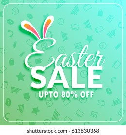 easter sale banner template with bunny ears