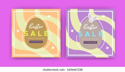 Easter sale banner template design illustration, With colorful background, cute rabbit and big egg, Can be used for promotional purpose.