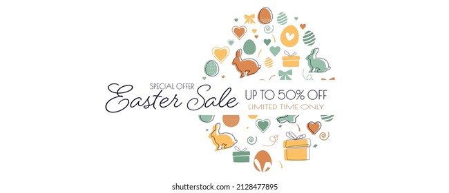 Banner de la venta de Pascua. Ilustración vectorial plana.