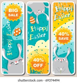  Easter sale banners cartoon bunny collection.