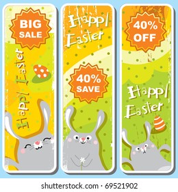  Easter sale banners cartoon bunny collection.