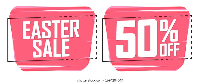 Easter Sale banners design template, 50% off, discount tags, app icons, vector illustration