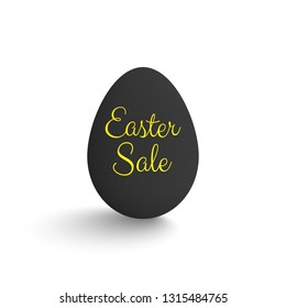 Easter sale. Black egg with golden text. 
