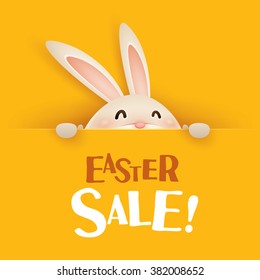 Easter Sale! Easter bunny with big sign.