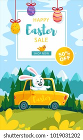 Easter Sale Bunny Car Eggs Mountains