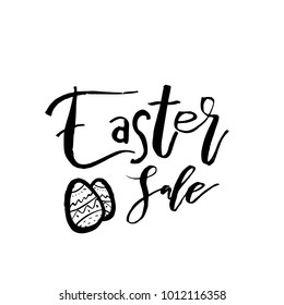 Easter Sale card with calligraphy text. Vector Template for Flyers, banners, advertise, marketing, promotion. Hand lettering design for Easter Holiday Poster