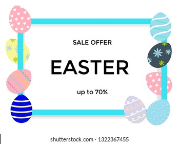 Easter sale,  discount modern banner with  Easter eggs - Vector