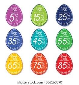 easter sale discount tags. egg shape labels.