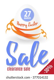 Easter sale egg and text EPS 10 vector illustration for greeting card, ad, promotion, poster, flier, blog, article, social media.