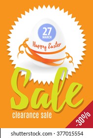 Easter sale egg and text EPS 10 vector illustration for greeting card, ad, promotion, poster, flier, blog, article, social media.