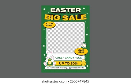 Easter Sale Flyer. Holiday banner, web poster, flyer, stylish brochure, greeting card, cover. Spring Easter background
