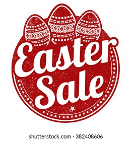 Easter sale grunge rubber stamp on white background, vector illustration