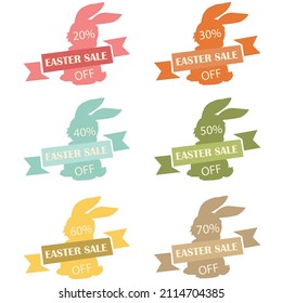 easter sale icon, egg logo, rabbit symbol