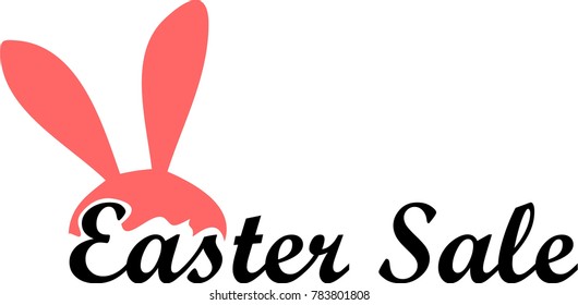 easter sale logo, icon, rabbit symbol hare sign, bunny flat, vector