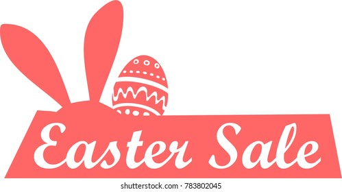 easter sale logo, icon, rabbit symbol hare sign, bunny flat, vector egg