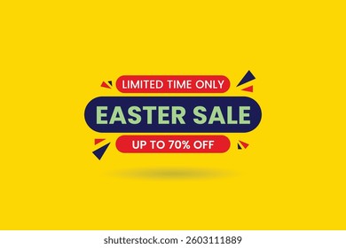Easter sale! Perfect for banners, labels, posters, and social media promotions. Bright, festive design with bold typography to attract attention, create urgency, and boost seasonal sales effectively.