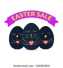 Easter sale poster with animal-colored eggs for design