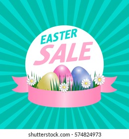 Easter sale poster. Vector illustration.
