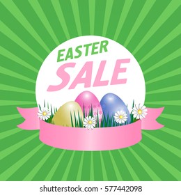 Easter sale poster. Vector illustration.