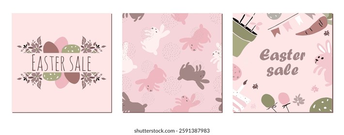 Easter sale,  sale posters and seamless pattern, theme  style background vector pattern.