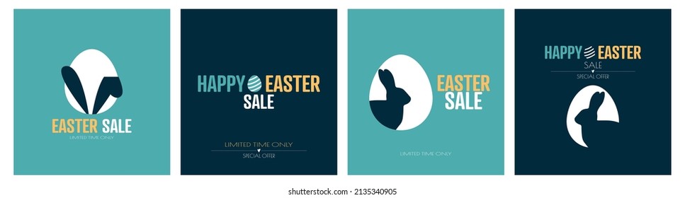 Easter Sale set  Flat vector illustration 