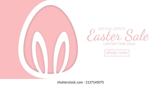 Easter sale special offer, rabbit, egg. Modern minimal design for Sales.