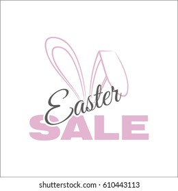 Easter sale tag with rabbit ears