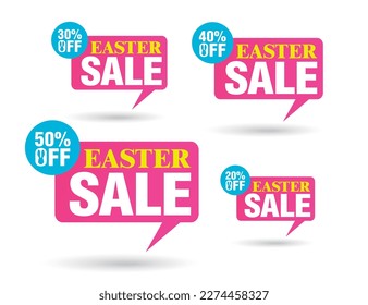 Burbuja de la etiqueta de la venta de Semana Santa. Conjunto de 20%, 30%, 40%, 50% de descuento. Ilustración del vector