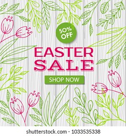 Easter sale vector template. Web discount banner