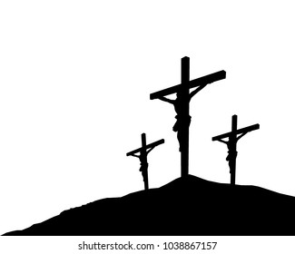Easter scene with cross. Jesus Christ