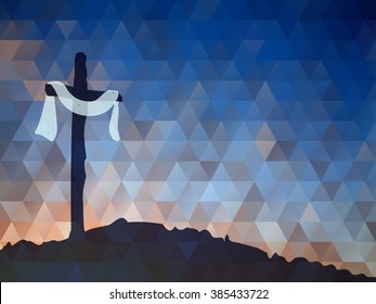 Easter scene with cross. Jesus Christ. Watercolor vector 