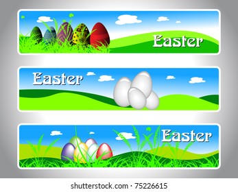 easter scenery concept background banner, vector illustration