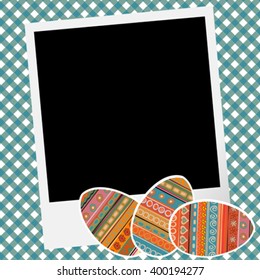 Easter scrapbook with eggs and photo frame