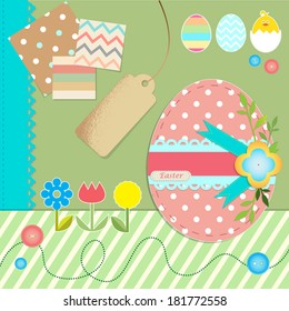 Easter scrapbook elements. Vector illustration. 