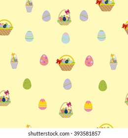 Easter Seamless background. Easter Egg. Easter Basket with eggs. Vector illustration