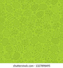 Easter seamless background with eggs. Gift card egg ornament, pattern. Spring season holidays.