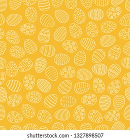 Easter seamless background with eggs. Gift card egg ornament, pattern. Spring season holidays.
