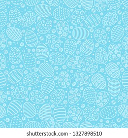 Easter seamless background with eggs. Gift card egg ornament, pattern. Spring season holidays.